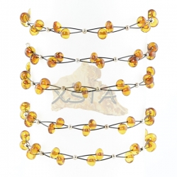 Cognac amber bracelet barok with wire